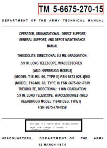 Wild T16 old style - Technical manual