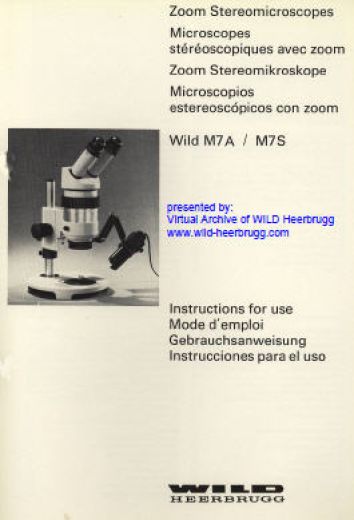 Wild M7A / M7S user manual Wild M7A / M7S user manual