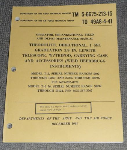 Wild NT2 / T21 service manual 1961 Wild NT2 / T21 service manual 1961