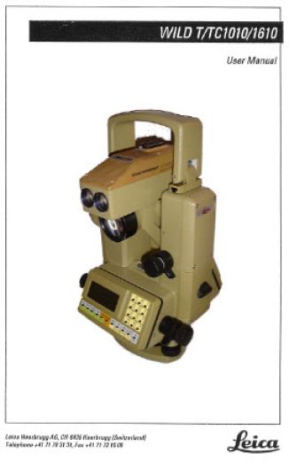 Wild T1010 - TC1010 - T1610 - TC1610 System user manual