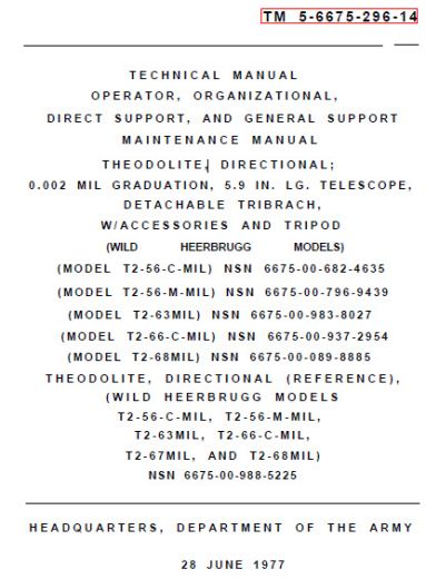 Wild T21 service manual 1977