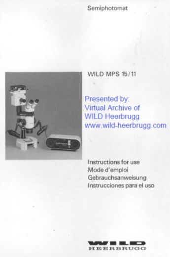Wild MPS15/11 user manual Wild MPS15/11 user manual