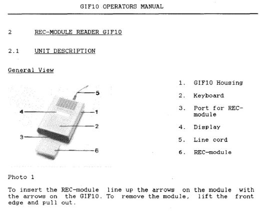 Wild GIF10 REC-module reader for GRM10