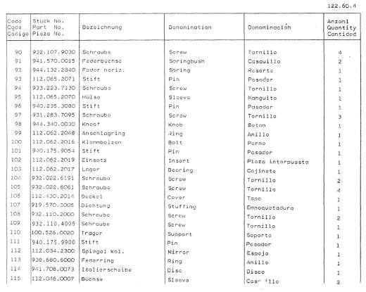 Kern THEODOLITES Spare parts list