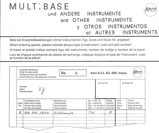 Kern MULTIBASE Spare parts list