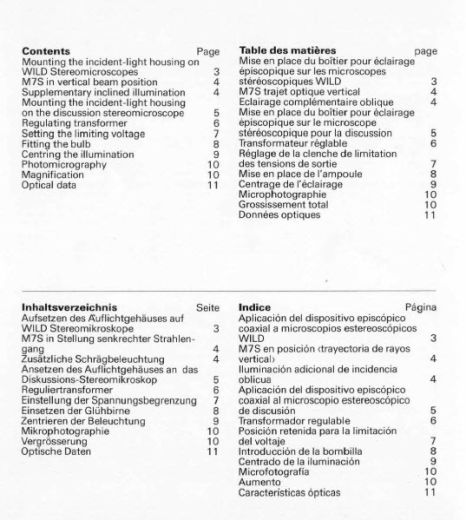Wild Coaxial�incident illuminator - user manual