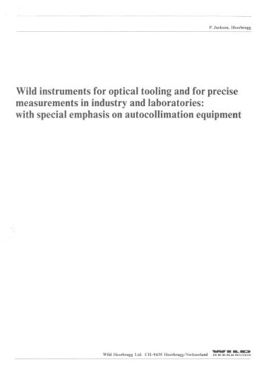 Wild - instruments for optical tooling and for precise�measurements